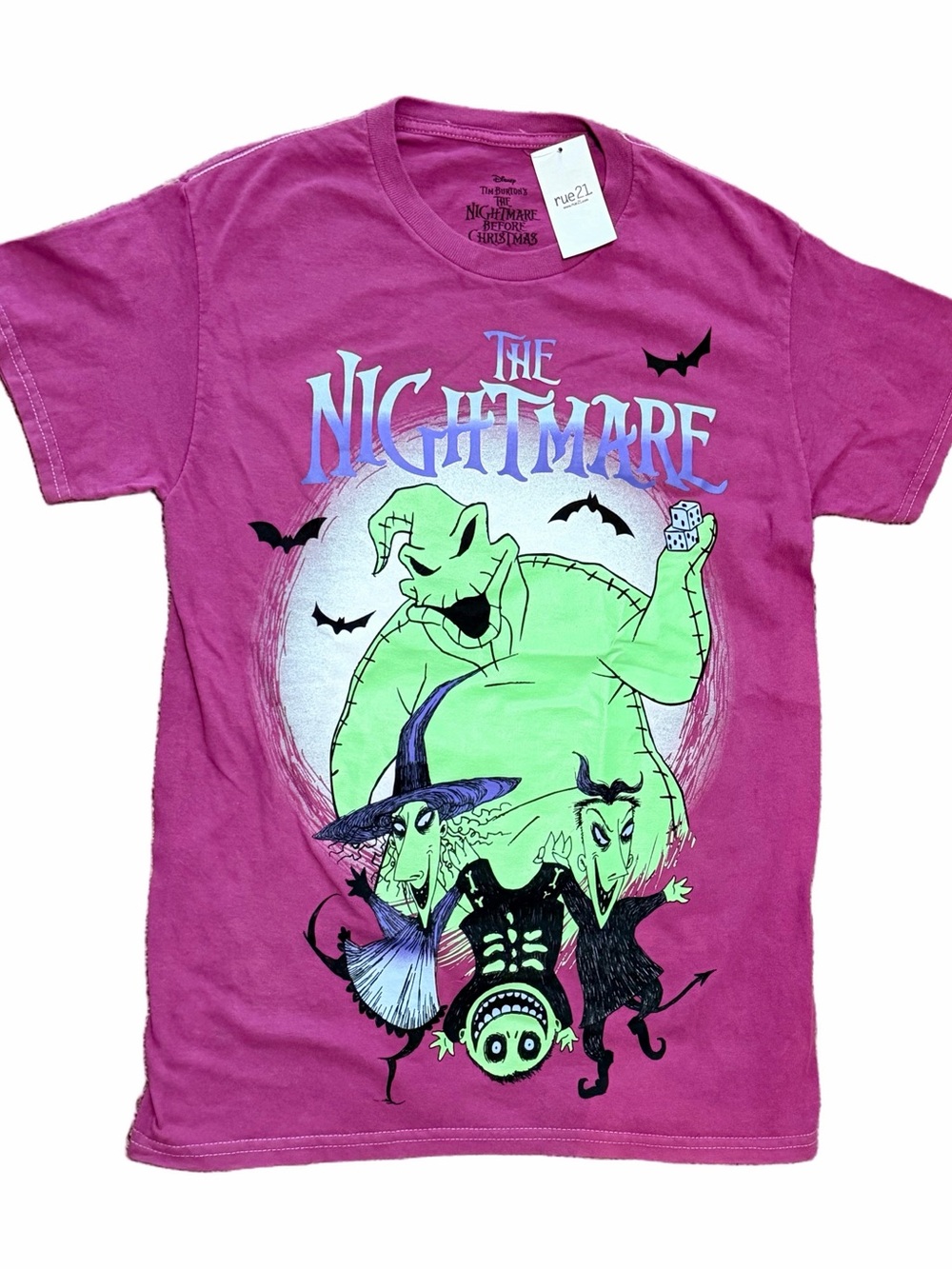 NWT The Nightmare Before Christmas Oogie Boogie Graphic T-Shirt Pink purple Smal
